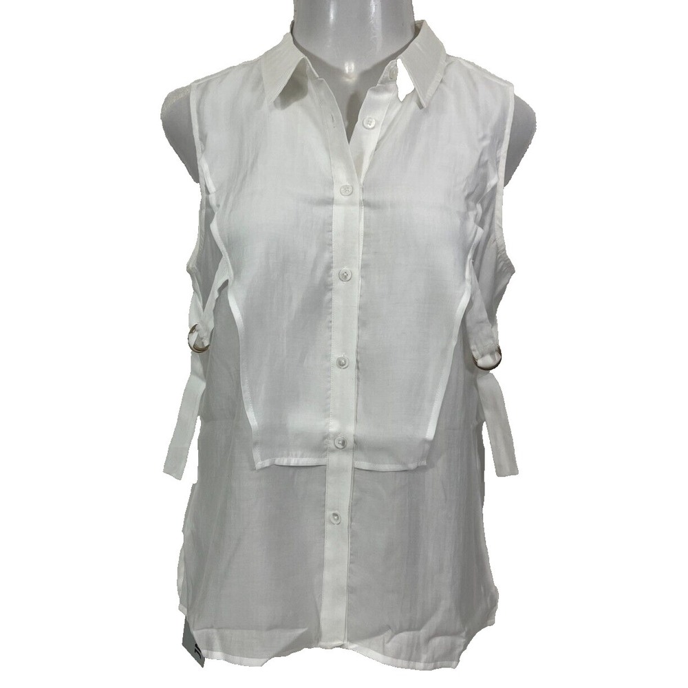 JNSQ Octavie Top Women's Size 8 NWT White Sleeveless Adjustable Side Straps